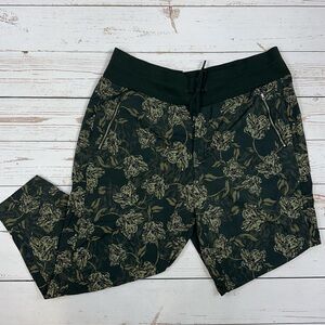 Athleta Dark Green Floral Track Pants